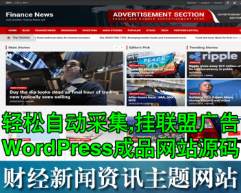 英文网站源码 国外财经资讯商业新闻整站模板 全自动采集发布 - WordPress