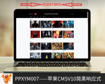 【皮皮虾源码】#PPXYM007_苹果cmsV10简黑响应式_视频_图片_小说 - PHP