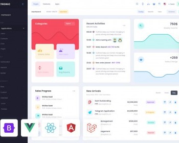 Metronicv8.0.3：强大的Bootstrap4Angular9ReactVueJS&Laravel自适应管理面 - HTML / 前端静态