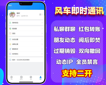 风车IM天花板级别/即时通讯/动态IP防屏蔽随时切/分布式部署/聊天加密/数据 - Java