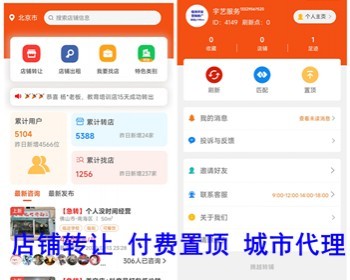 同城店铺转让微信抖音小程序商铺门店出租转让急转同城找店实体店转让同城转铺源码 - ThinkPHP