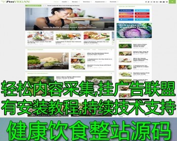 英文博客模板 健康饮食 健康菜谱网站模板主题 附送火车内容采集软件 - WordPress