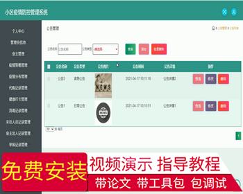 毕设ssm201小区疫情防控管理系统毕业设计 - Java