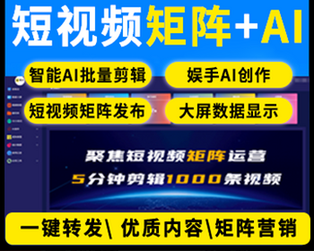 抖音短视频矩阵获客系统剪辑运营seo排名爆店码优化霸屏AI自动混剪推广拓客企业号 - PHP