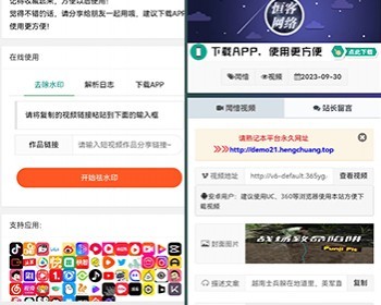 抖音快手小红书皮皮虾微视等几十种平台去水印网页版PHP网站源码 全开源免授权