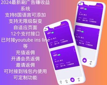 多语言广告赚收益 刷广告赚收益系统 - PHP