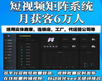 抖音矩阵管理系统多平台一键发Ai批量剪辑多平台管理工具抖音短视频矩阵系统 - ThinkPHP