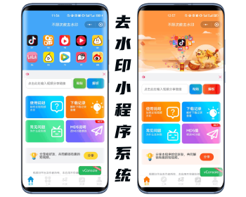 去水印小程序系统 前端+后端全套源码 多套模版 免授权 含安装教程 - PHP