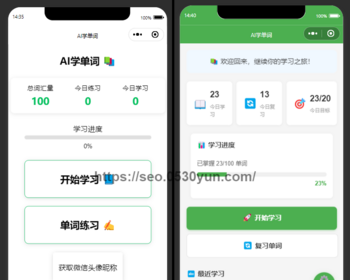 AI学英语单词小工具抖音快手微信小程序看广告流量主开源 - ThinkPHP
