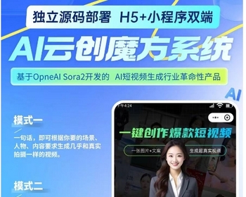 Sora视频大师文生视频系统/免翻/成本只需0.15/只要一张图即可生成视频 - 小程序 / uni-app