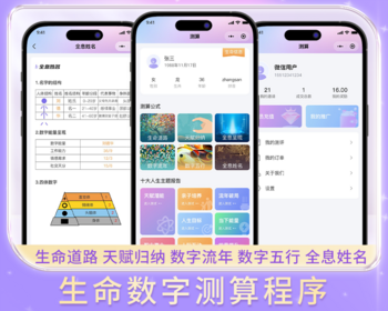 测算生命数字心理学测算工具 生命道路/天赋/五行/姓名全息解析 十大人生主题测算 - PHP