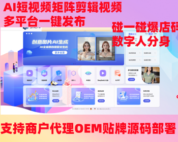 AI短视频矩阵剪辑视频多平台一键发布碰一碰爆店码数字人分身AI创意图片生成系统全场景 - PHP
