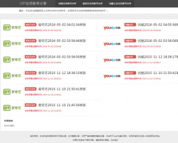 爱奇艺优酷迅雷账号分享，自动采集帐号共享，无需人工更新内容 - PHP