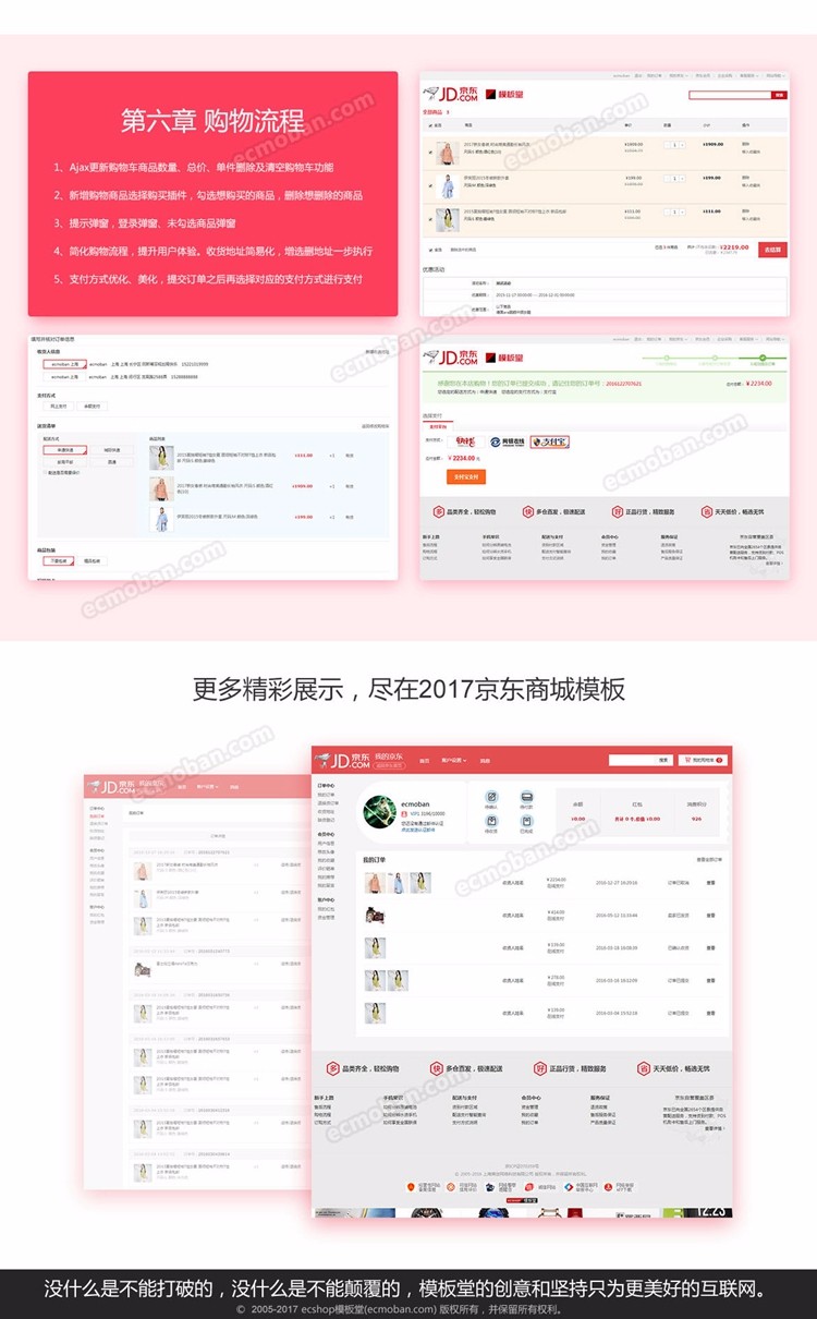 （限时特价）价值7000元ECSHOP 京东2017商城，2017模板