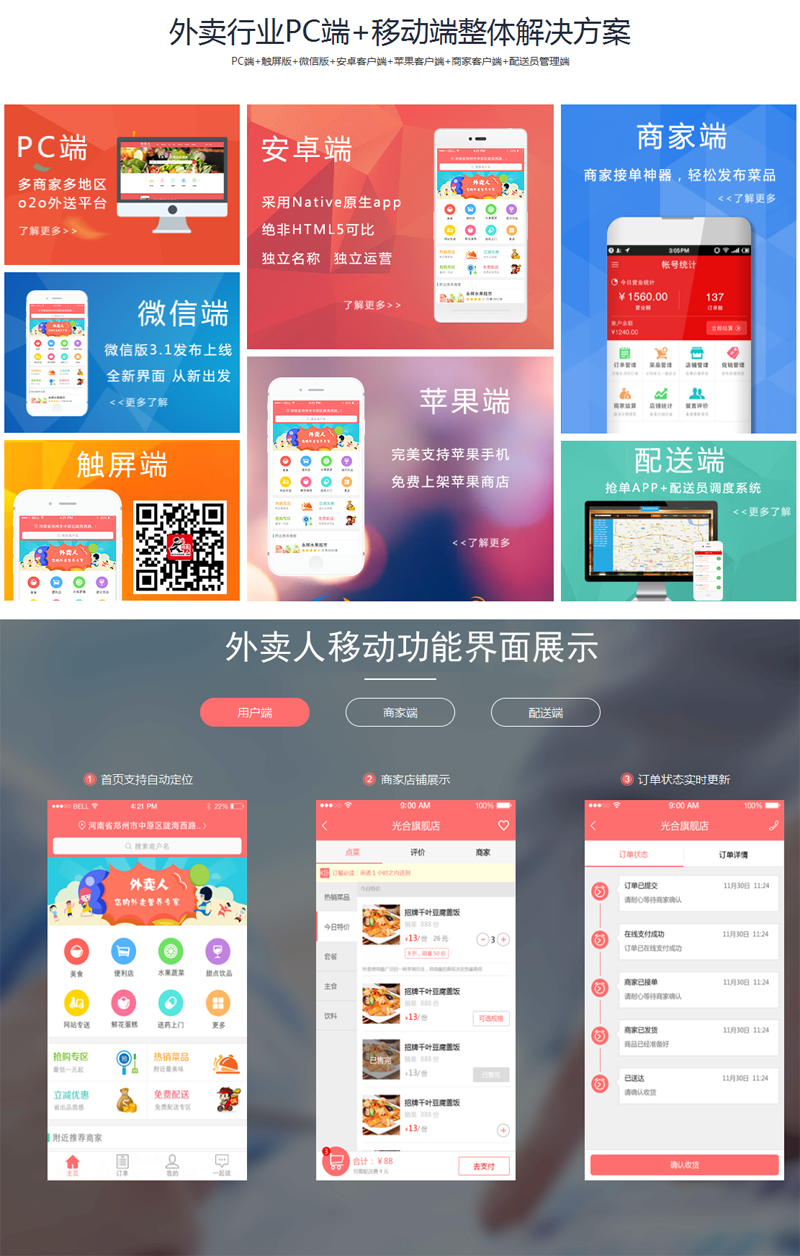 外卖人8.5.3全开源多城市商业版 PC+WEB+微信订餐+配送宝+HTTPS+APP源码+教程