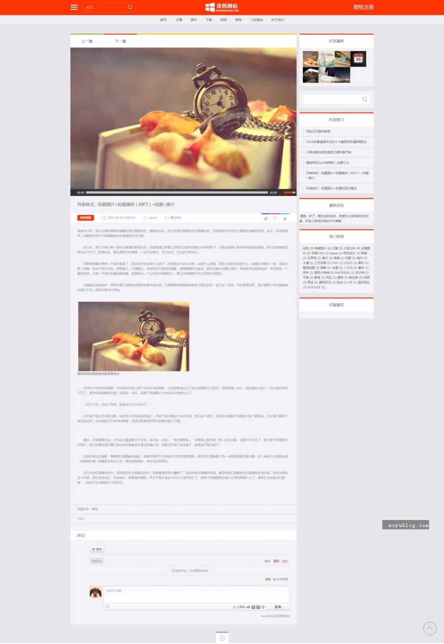 文章新闻图片电影视频下载商城HTML5响应式全屏网站源码帝国CMS源码+自适应手机版
