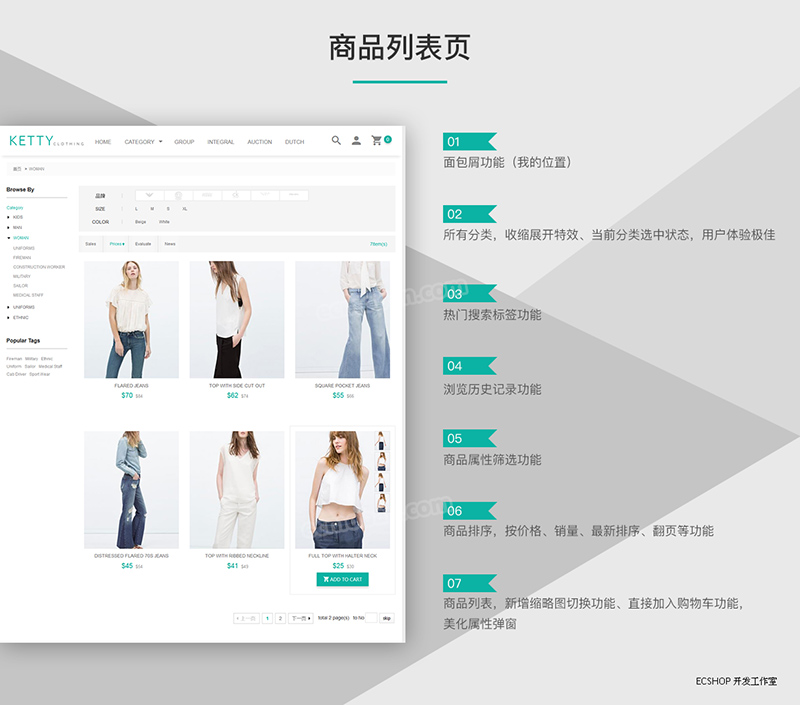 ecshop外贸商城网站php源码|ketty外贸模板|简约服饰商城英文网站