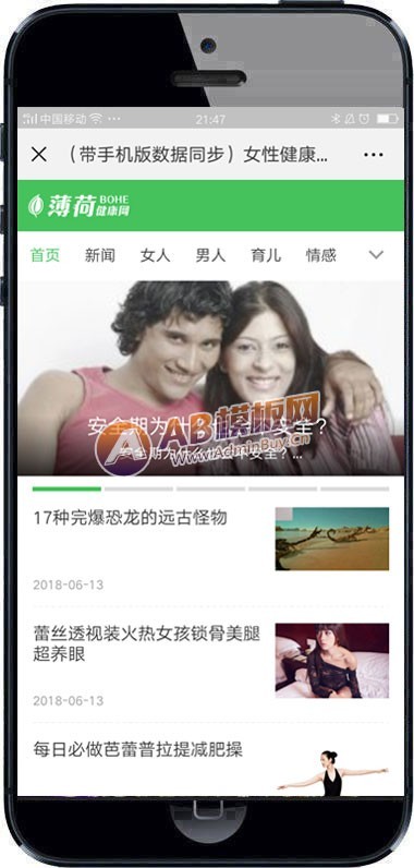 (带手机版数据同步)女性健康养生资讯网类织梦模板 新闻资讯门户网站源码下载