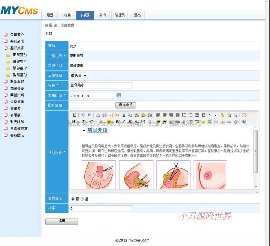 绿色清新 美容整型医院医疗机构建站系统网站源码XYM478 ASP+ACC
