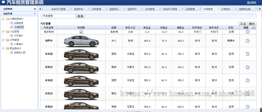 javaweb JAVA JSP汽车租赁系统租车(租赁系统 共享汽车 汽车租借系统 )