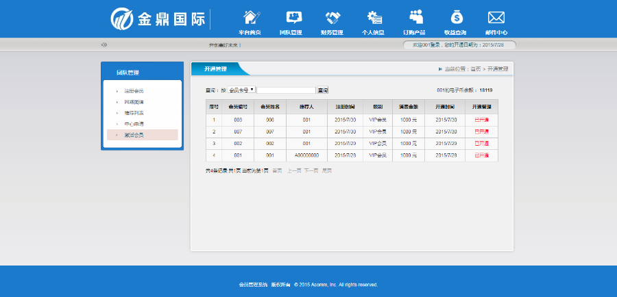 三代分红/三轨(多轨)见点返本/重复消费/报单中心/内部购物
