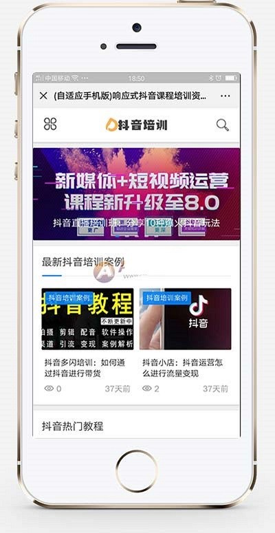 响应式抖音课程培训资讯类网站织梦模板 html5抖音培训新闻资讯网站(带手机版)
