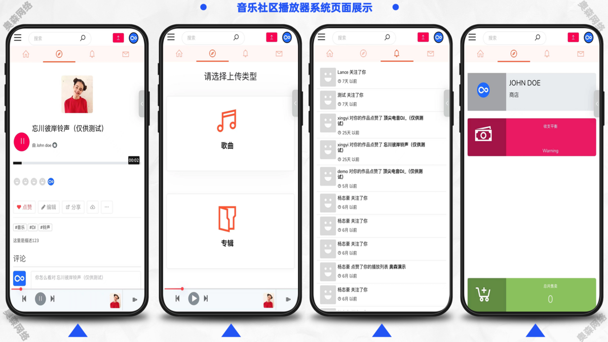 新款音乐网站社区源码音乐播放器全新UI支持多种语言支持用户安卓苹果双端音乐播放器