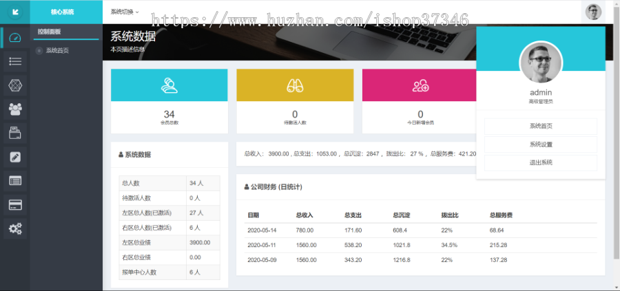 佣金结算直销系统,PHP,独立开发,见点,量碰,领导,报单奖,界面美观、系统安全