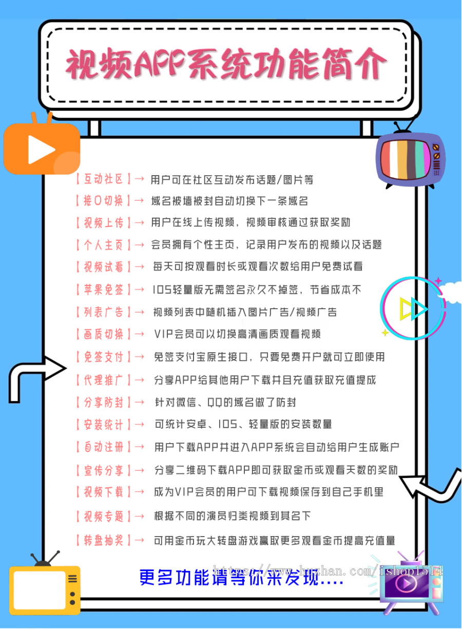 强悍精品视频App源码影视电影系统APP的功能带小程序H5手机端引流