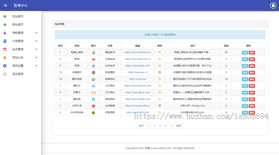 站长导航网 网站收录 PC+WAP自适应版 网博士网络