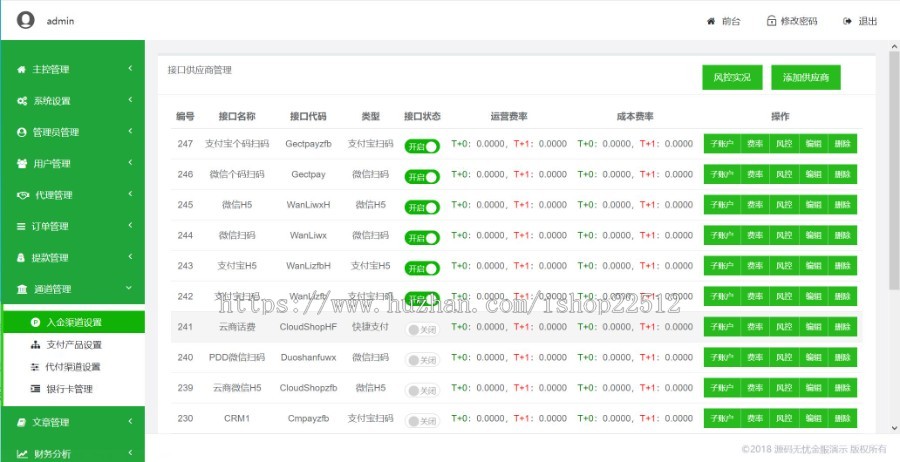 聚合支付系统+代付系统【多通道运营版】【zf6】
