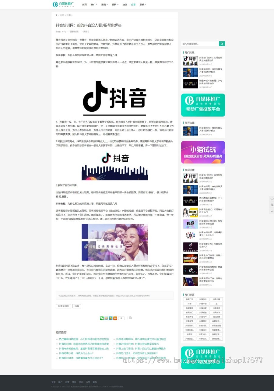 响应式自媒体运营培训教程类网站织梦模板(自适应手机端)