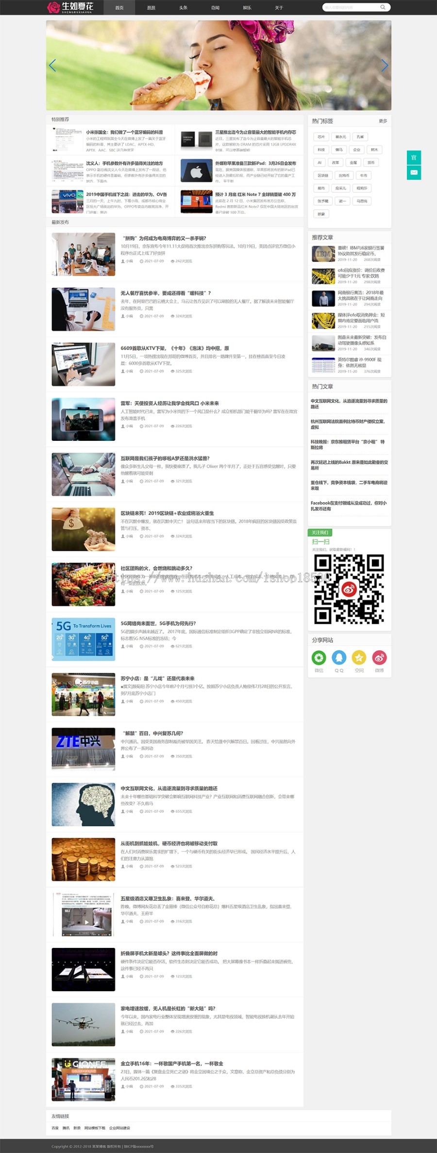 响应式博客自媒体运营类网站模板可扩展小程序【含1个域名商业授权】