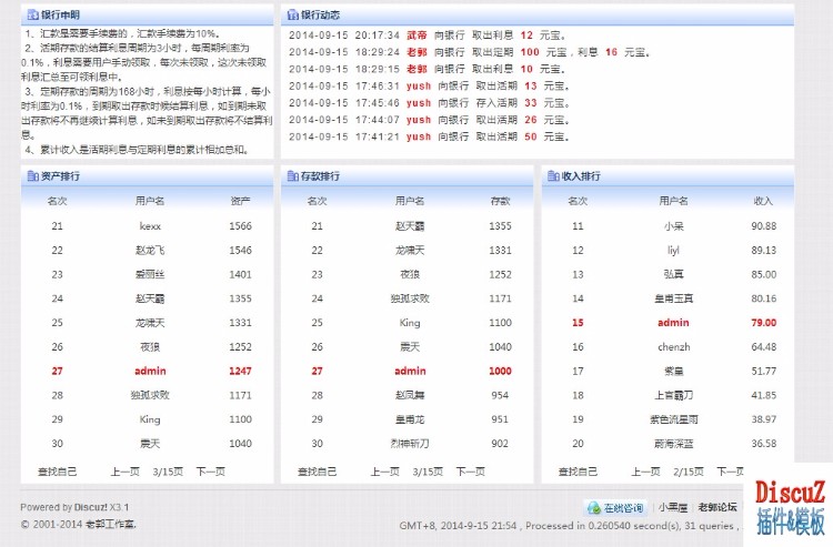 GA积分银行Ⅱ V1.2.4|DZ积分插件|股份银行