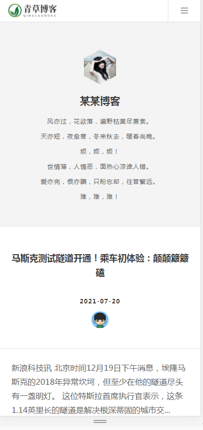 (自适应手机版)响应式极简个人博客自媒体类织梦模板 文章博客类网站模板