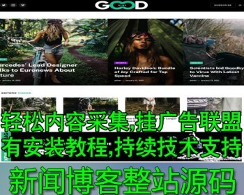 英文联盟整站模板 新闻博客WordPresss网站部落格主题 附送内容采集器