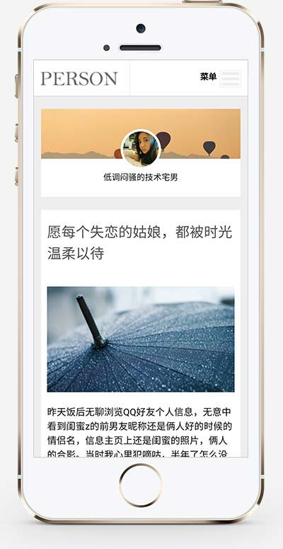 (自适应手机版)响应式心情日记个人博客网站模板 个人随笔博客织梦模板