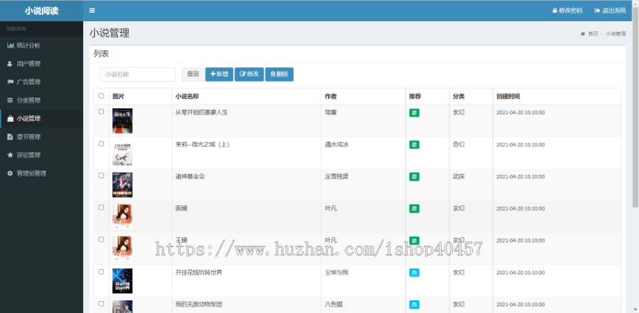 javaweb小说电子书阅读网站源码