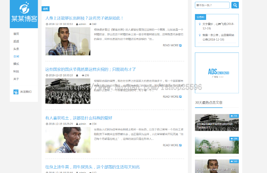 响应式个人博客自媒体文章类网站（含一个域名商业授权）