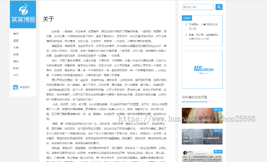 响应式个人博客自媒体文章类网站（含一个域名商业授权）