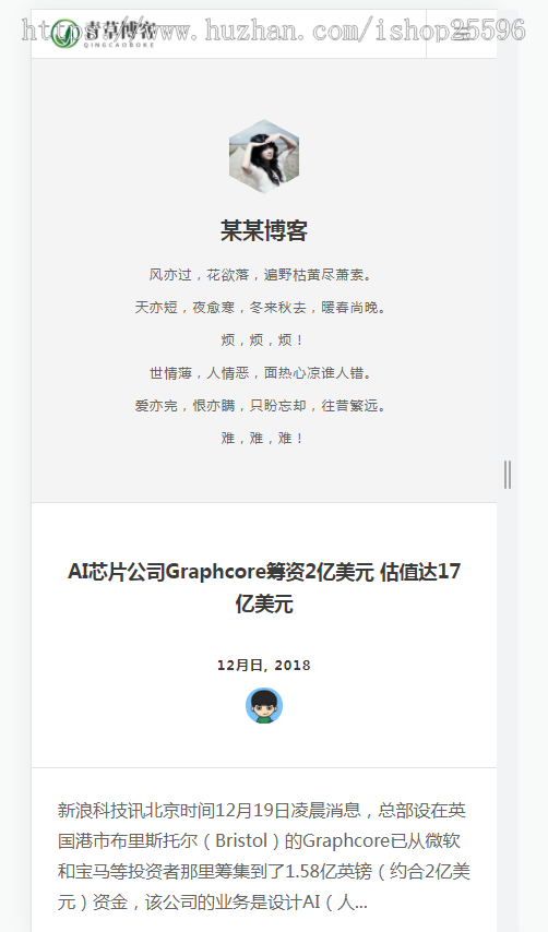 响应式极简个人博客自媒体类网站（含一个域名商业授权）