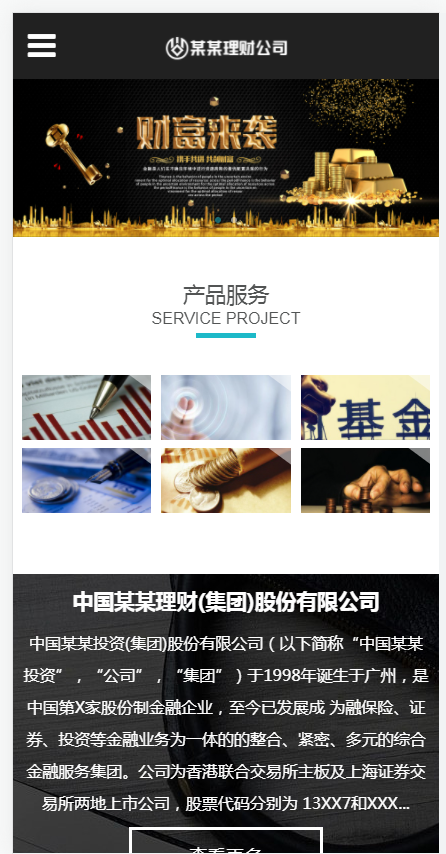 响应式金融理财管理公司网站（含一个域名商业授权）