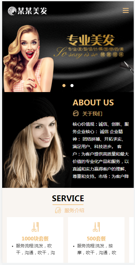 响应式美发造型设计网站(含一个域名商业授权)