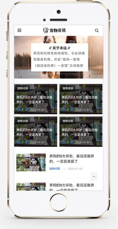 p255响应式宠物资讯pbootcms网站模板文章资讯网站源码