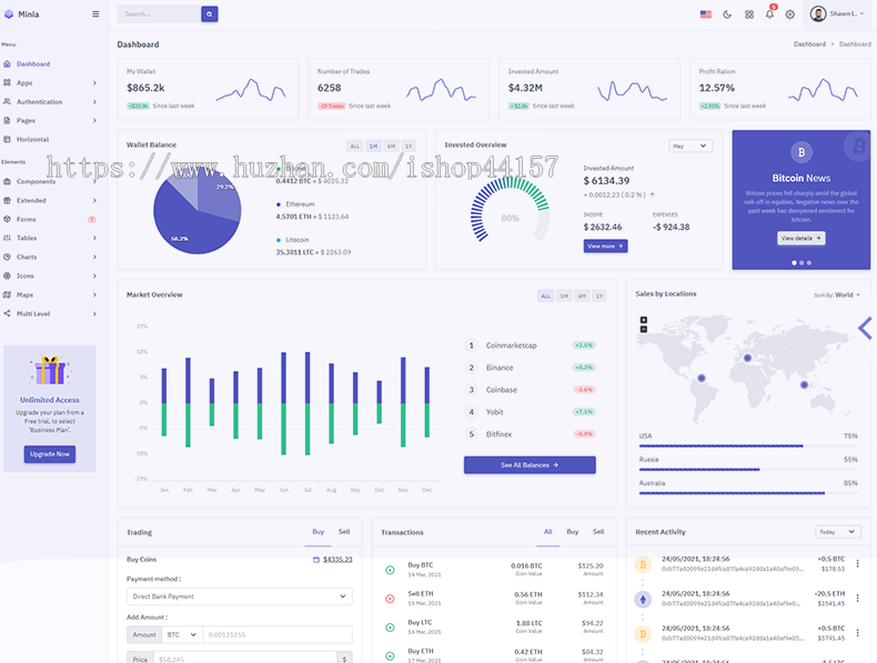 Bootstrap + gulp构建深浅双色管理后台仪表盘PHP模版