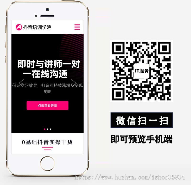 【正版】响应式抖音网红培训机构网站模板 自媒体短视频拍摄技巧网站源码