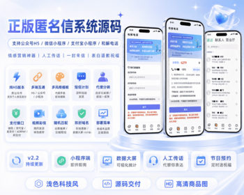 正版H5匿名信源码和解电话,多模板,人工传话,一封来信,表白道歉祝福H5公众号系统封装app