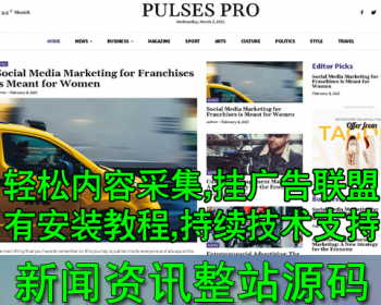 英文联盟LEAD源码模板 自适应英文新闻资讯博客主题模板 带数据带采集整
