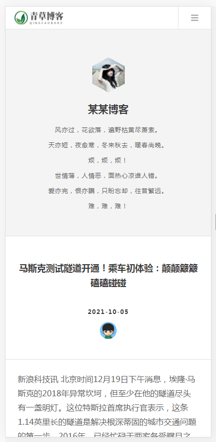 （自适应手机版）响应式极简个人博客自媒体类pbootcms模板 文章博客类网站源码