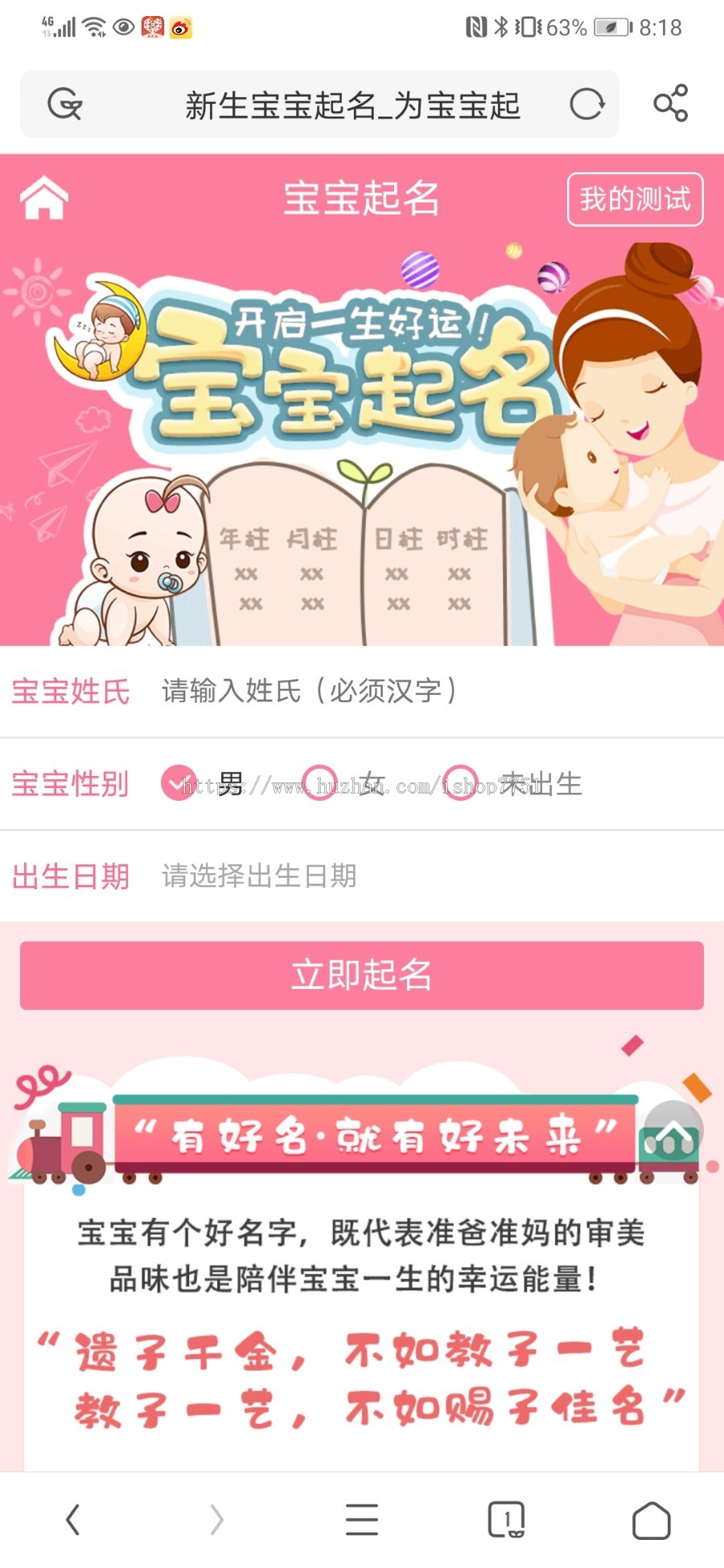 2022粉色新生宝宝起名取好命一生好命整站源码周易在线起名系统自动生成本地数据包安装